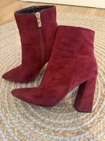 Burgundy Suede Ankle Boots - Size 39 - Chic Style!