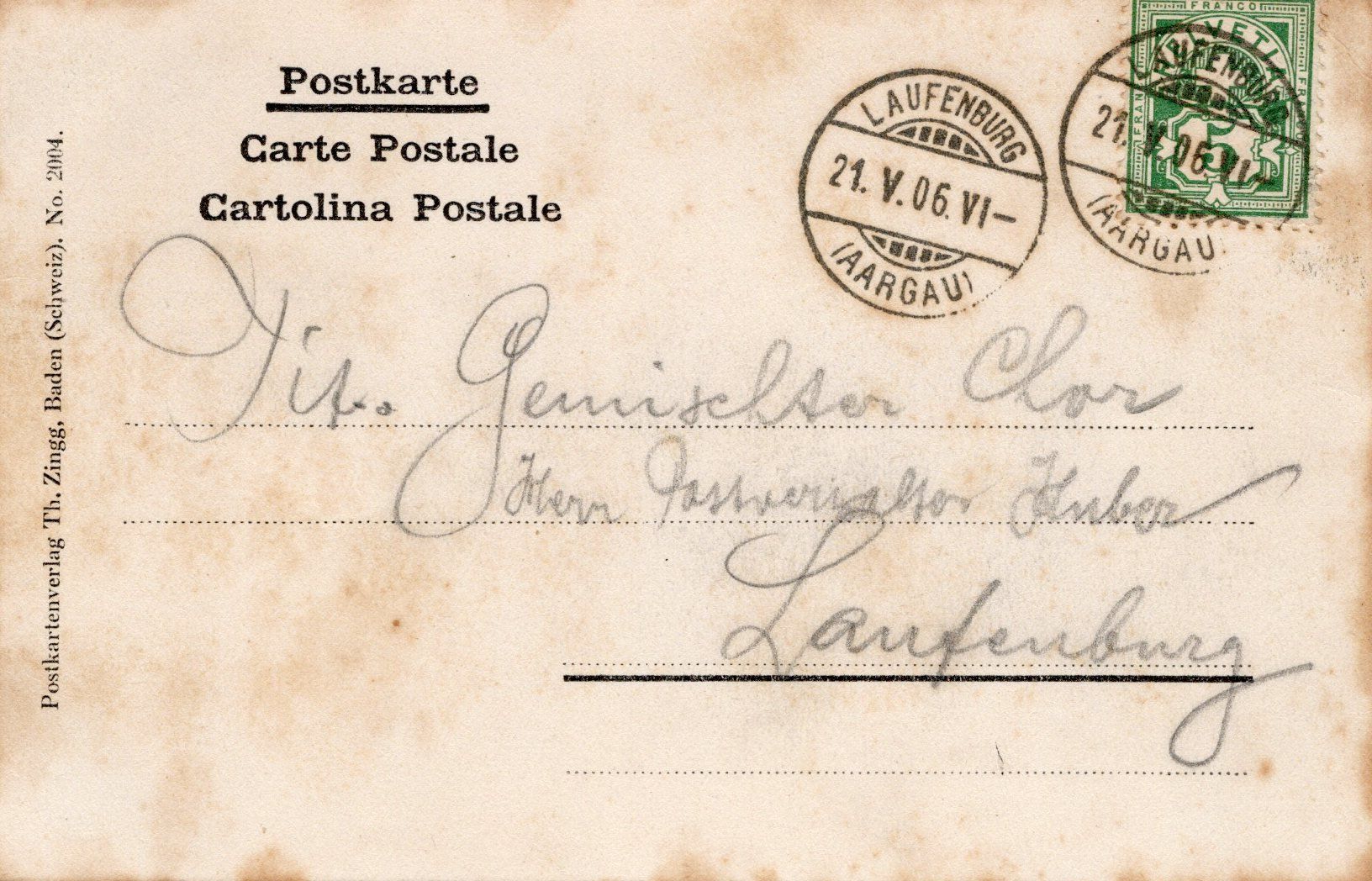 Ansichtskarten: Postkarte Kraftwerk Beznau – Gebraucht aus LAUFENBURG von fix.lfbg 1