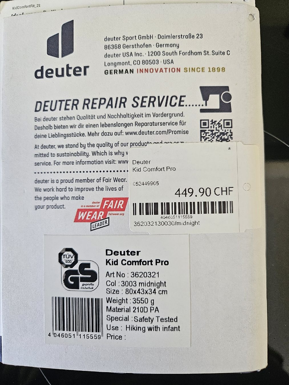 Deuter Porte-bébés ventraux & dorsaux: Deuter Neuwertig – Neuf (Voir description) à Ennetbürgen par LebuniaNW 3