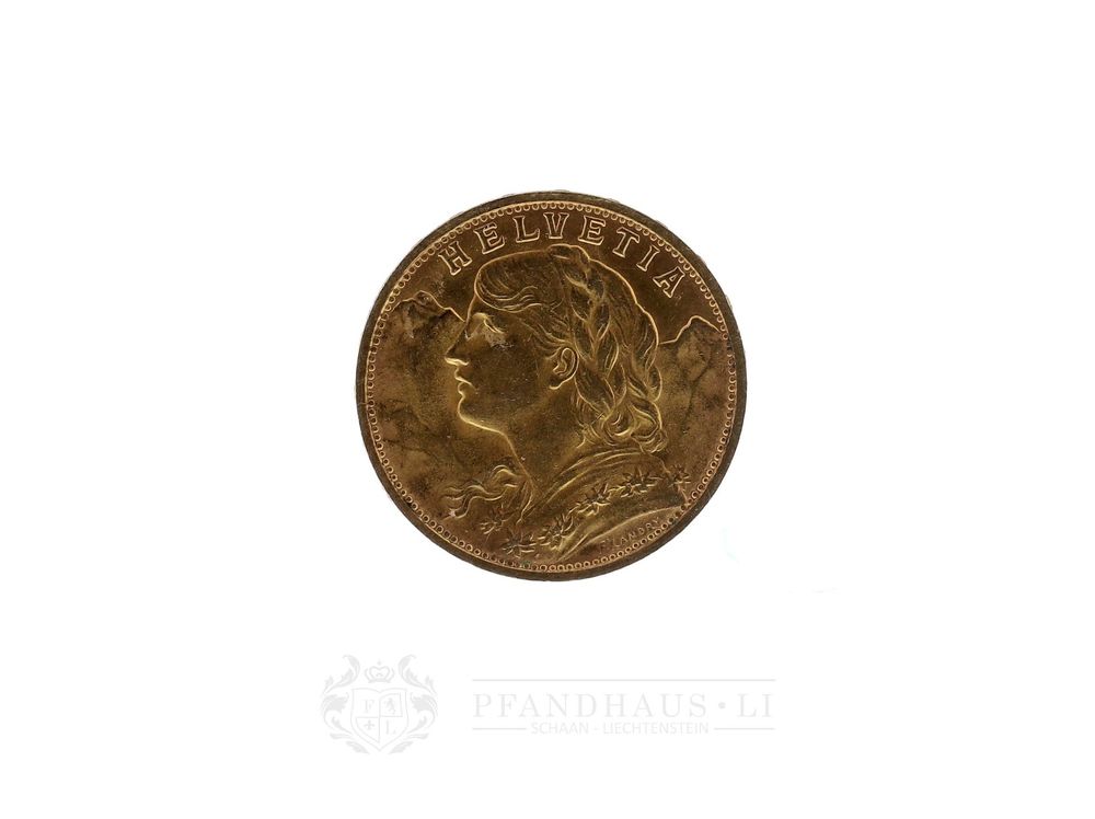 GOLD VRENELI SFR.20.-- AUS DER SCHWEIZ L 1935 B 2