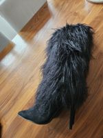 Ausgefallene Winterstiefel mit Fell, schwarz, Grösse 37