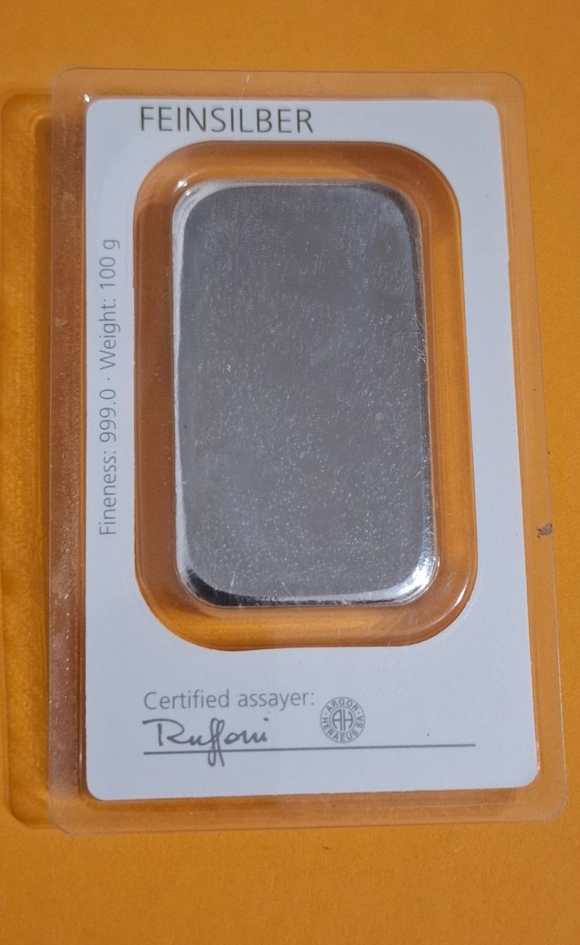 Edelmetalle: 100 GRAMM SILBERBARREN DEGUSSA – Neu und originalverpackt aus Siglistorf von Winer03 1