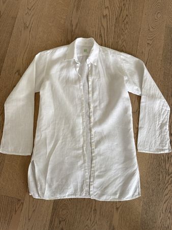 0039 Italy Damen Leinenhemd Weiss Gr. XS-S 