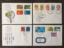 CH 1972 FDC 4 Stück Ersttagsbriefe Diverse Motive