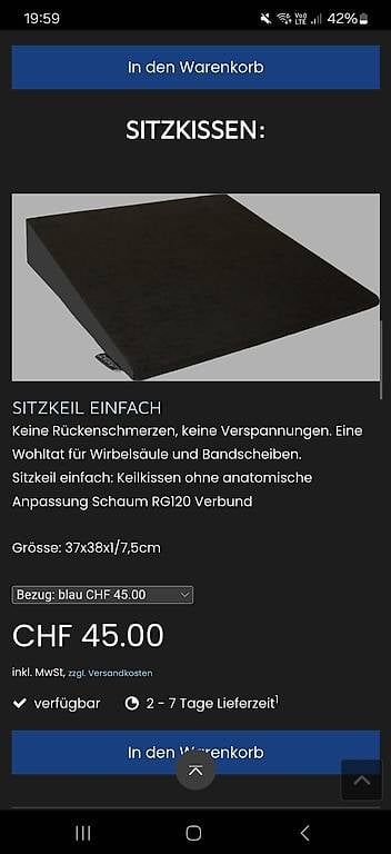 Kissen: Thergofit Sitzkissen Keil – Gebraucht aus Heerbrugg von v_s_88zb