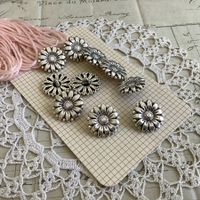 10 Knopfe Sonnenblume Metall Look Silver boutons métal