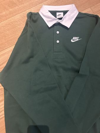 Nike Polo Shirt, Long Sleeve, Forest Green, Size Small.