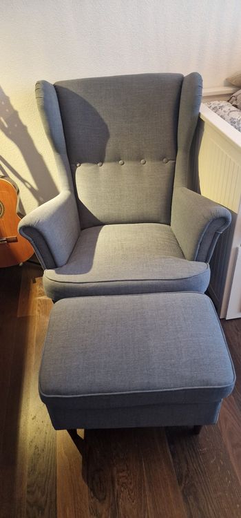 Ikea Strandmon Sessel mit Hocker grau Kaufen auf Ricardo