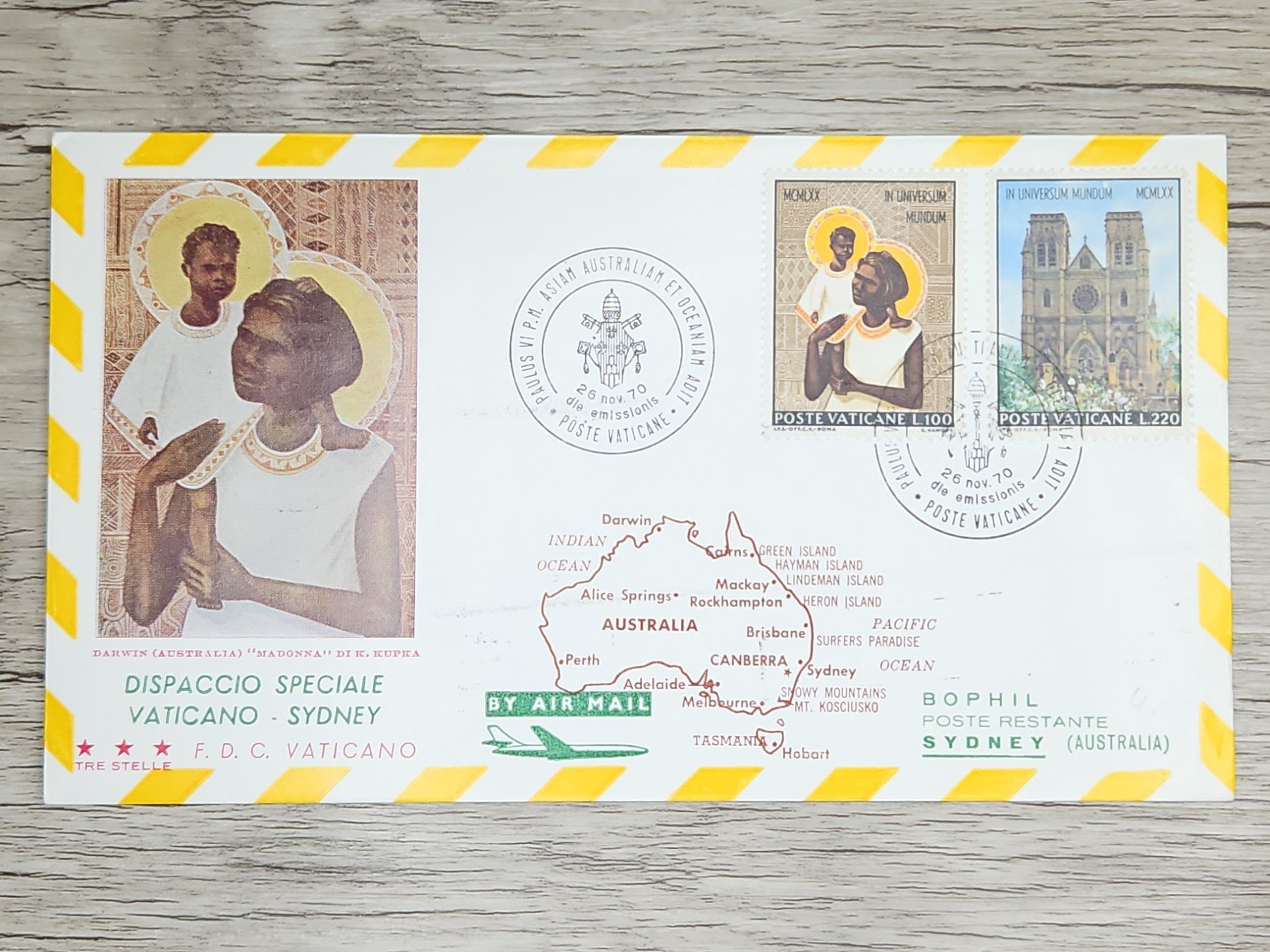 Tutti i francobolli: CL05 Enveloppe + Timbre Poste Vaticane 1970 – Usato da Cousset venduto da Patrick_Collections