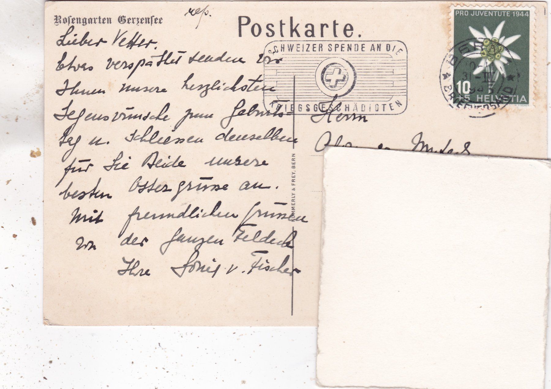 Cartoline postali: Kitsch Kunst Rosengarten Gerzensee – Usato da Herisau venduto da Lisegrat2008 1