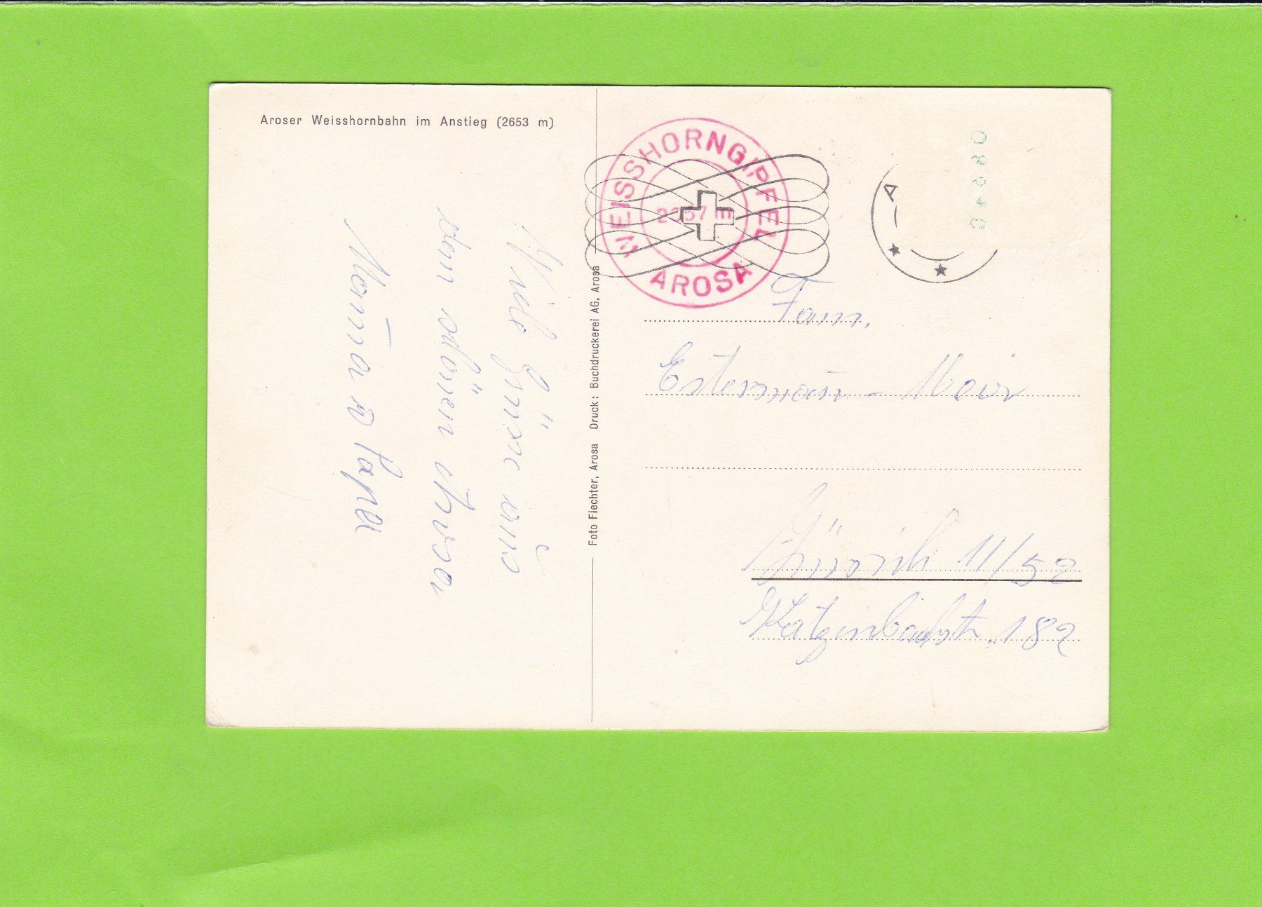 Cartoline postali: Aroser Weisshornbahn – Usato da St. Peterzell venduto da neckertal 1