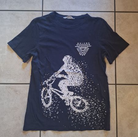 T-Shirt Gr. 170, dunkelblau, Velo-Motiv