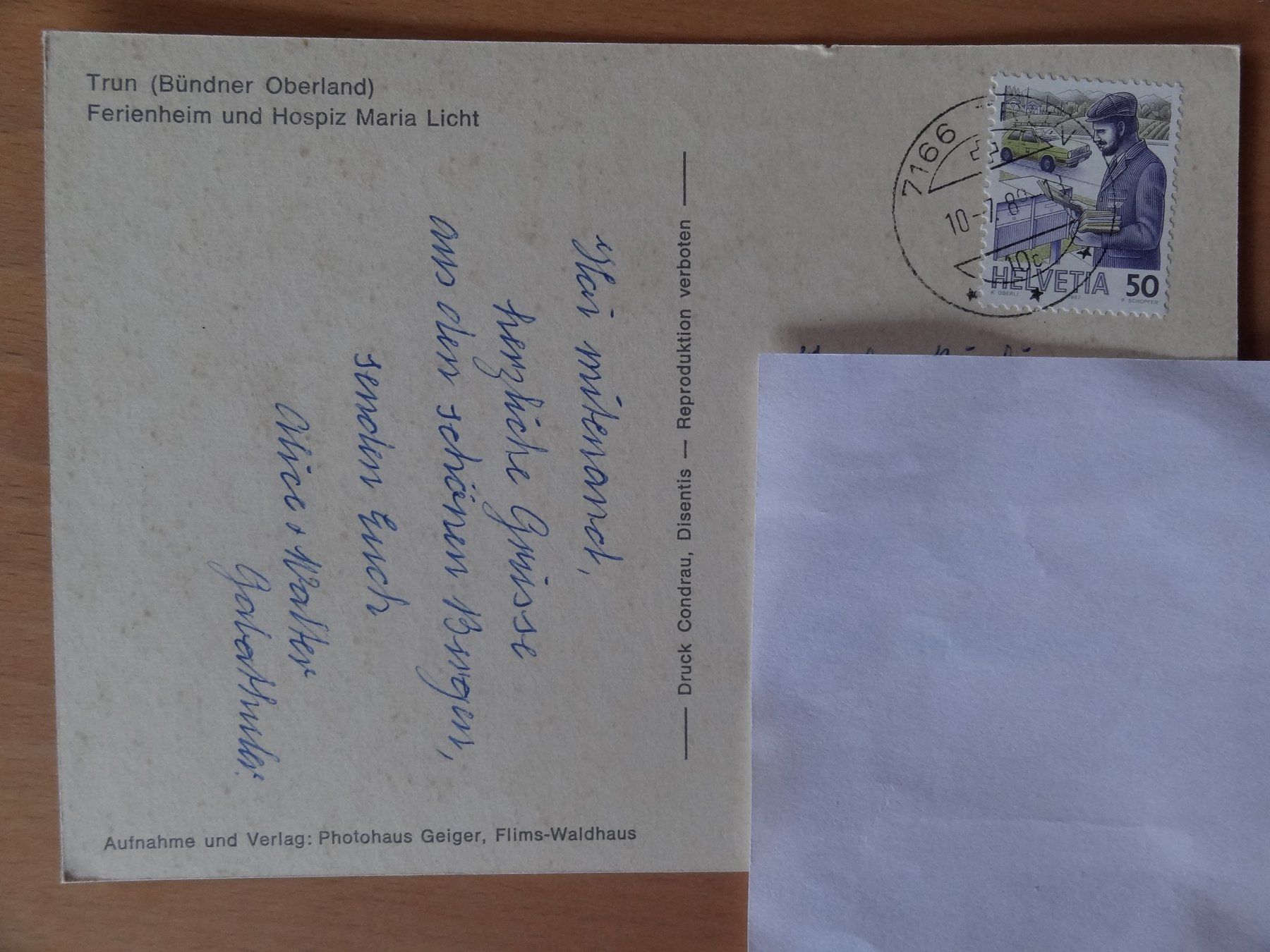 Cartoline postali: Trun - Bündner Oberland - 1988 – Usato da St Léonard venduto da Riglin 1