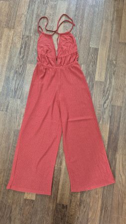 Rust open back jumpsuit