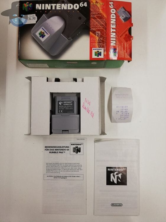 Rumble Pak (Original) in OVP inkl. Quittung 1997 Nintendo 64 (Gebraucht ...