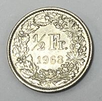 1/2 Franken - stehende Helvetia - 1963 B (Silber .835)