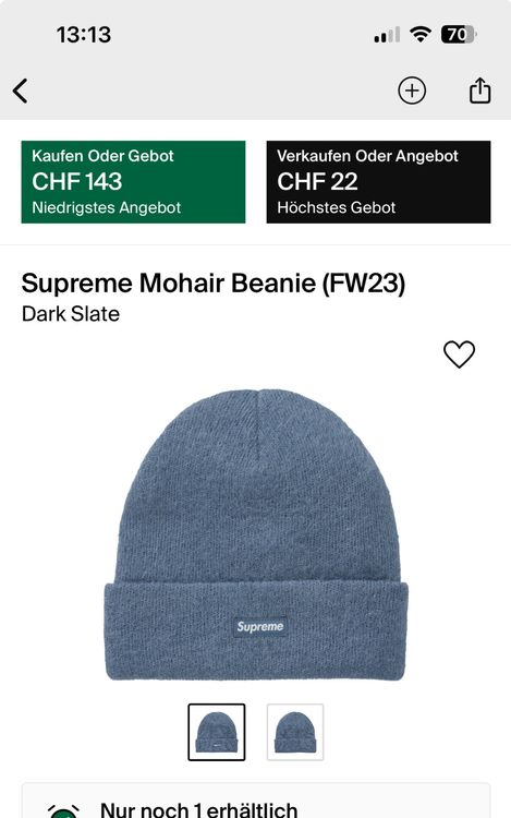 Supreme Mohair Beanie Dark Slate | Kaufen auf Ricardo