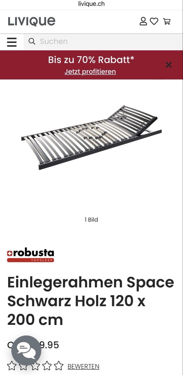 Sommiers: Einlegerahmen Robusta Space 120x200cm Schwarz Holz – D'occasion à Worb par Bullo30 1