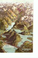 Gotthardbahn Panoramakarte Vierwaldstättersee, Zugersee etc.