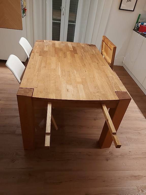 Jysk Set di tavolo e panche: Esstisch 160cm mit 2 Zusatzplatten und 6 Stühlen, Eiche – Usato da Dettighofen venduto da sab_6vw5 3