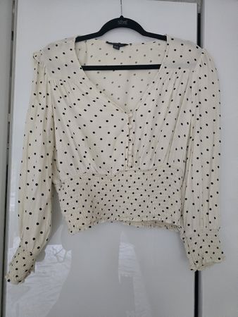 American Eagle Bluse Punkte Creme/Schwarz Grösse M neuwertig