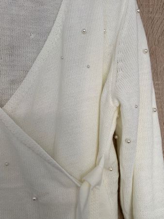 Wickeljacke Strick Offwhite Neu mit Perlen Gr. 44