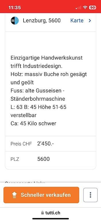 Sonstiges Mobiliar: Gussfusstisch – Gebraucht aus Auenstein von Carolli 1
