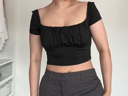 Schwarzes Crop Top - Grösse S