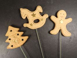 Weihnachts-Figuren aus Terrakotta auf Draht zum Einstecken