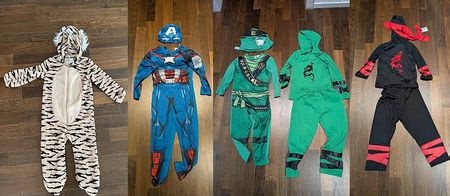 5 Kinderkostüme | Gr. 92-116 | Ninja & Cap. America & Löwe