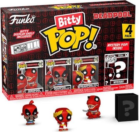Figurines Bitty Pop! Deadpool - Pack De 4 Dont Une Mystère - Avec Vitrine Empilable - Collection Miniatures