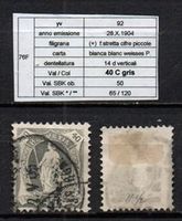 1904 HELVETIE DEBOUT STEHENDE HELVETIA SBK 76F 40Rp dnklgr O