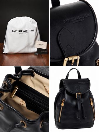 Sac à dos Toscana, cuir noir, neuf, VN 179 €