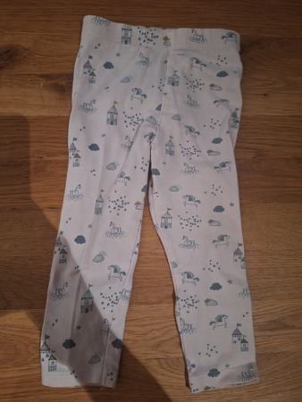 Mädchen Leggings weiss mit Pferden und Schlössern