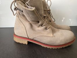 TAMARIS WINTER-SCHUHE/SCHNÜR-BOOTS Gr.36 mocca/beige Leder