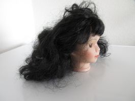 Puppenperücke, Perücke Puppen, schwarz, Umf. 23 cm, L: 16 cm