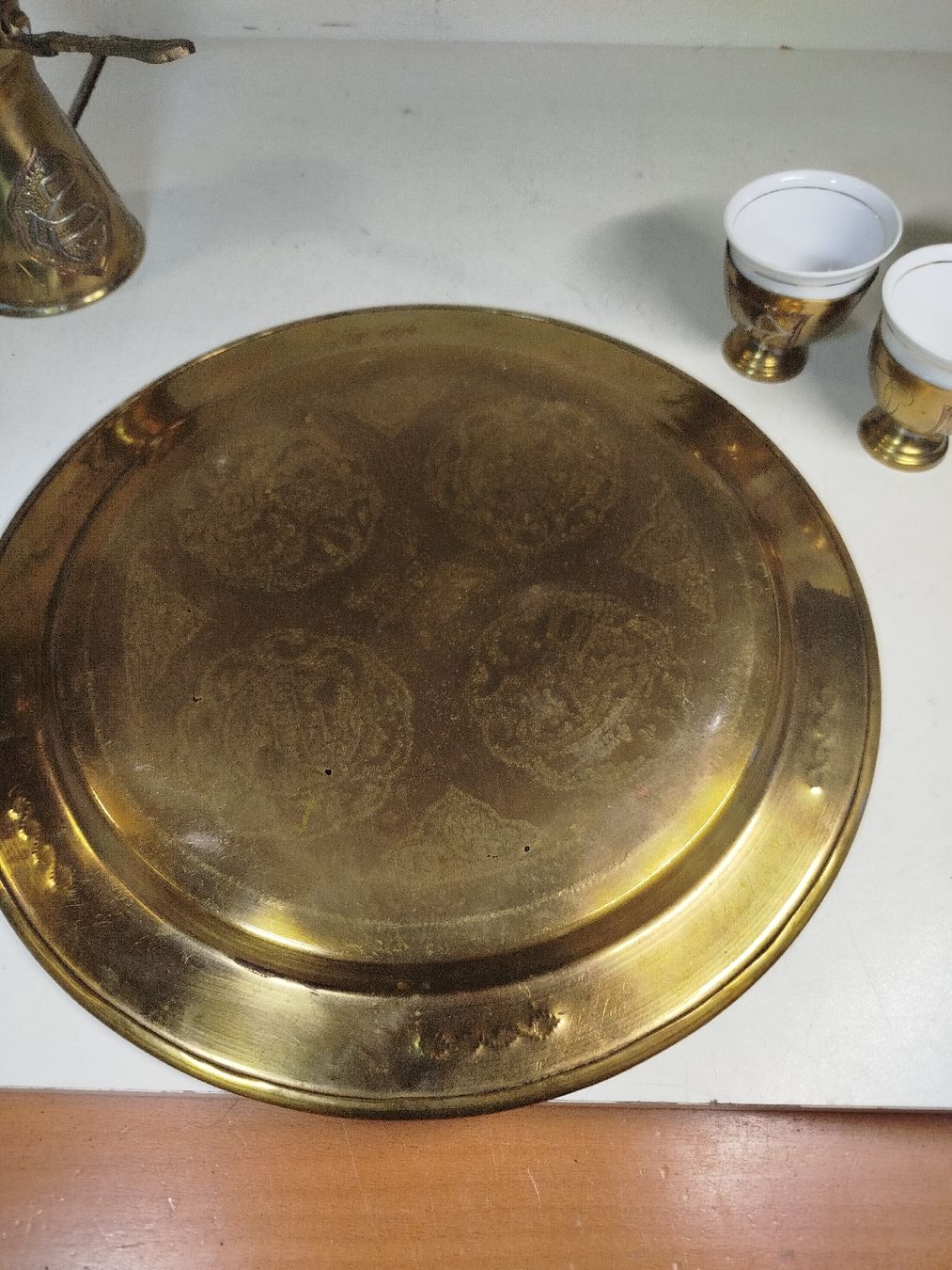 Set di piatti: Orientalisches Kaffee-Set, Messing mit Tablett,Vintage!(em8) – Usato da Künten venduto da Schnaepplihuus 3