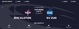 Tickets EHC Kloten - EV Zug / Sonntag 11.10.2026 / 14:00