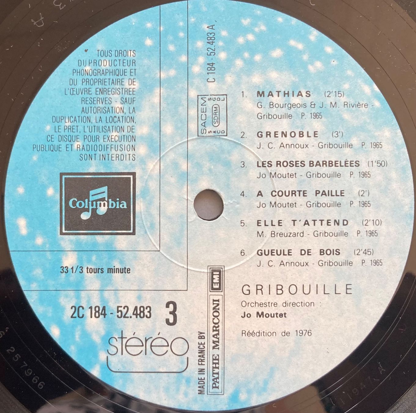 Dischi in vinile: GRIBOUILLE - GRIBOUILLE – Usato da Poliez-Pittet venduto da Newtown-Records 3