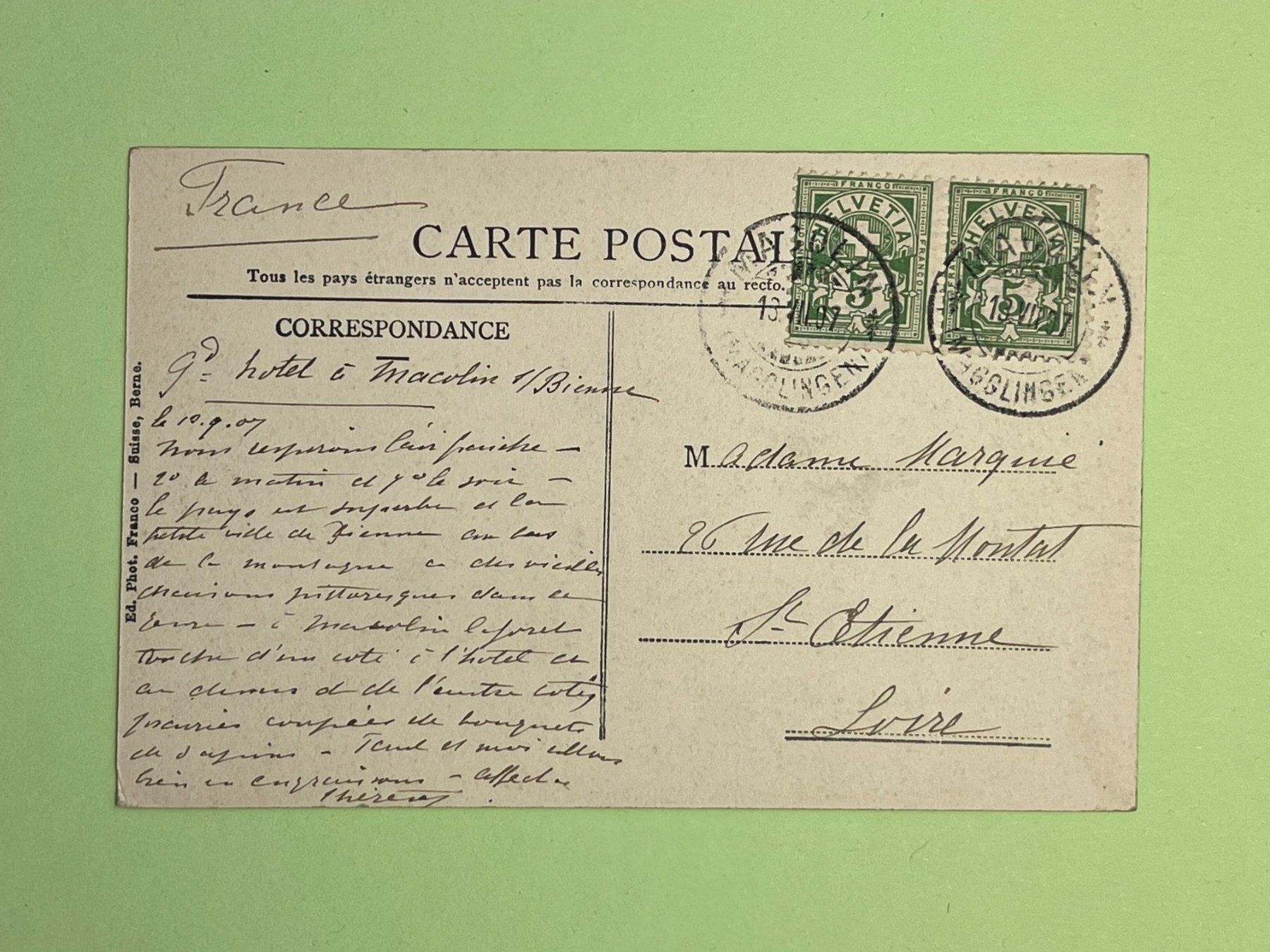 Ansichtskarten: Bienne - Biel - Le Ring - 1907 – Gebraucht aus Steg VS von _vinci_ 1