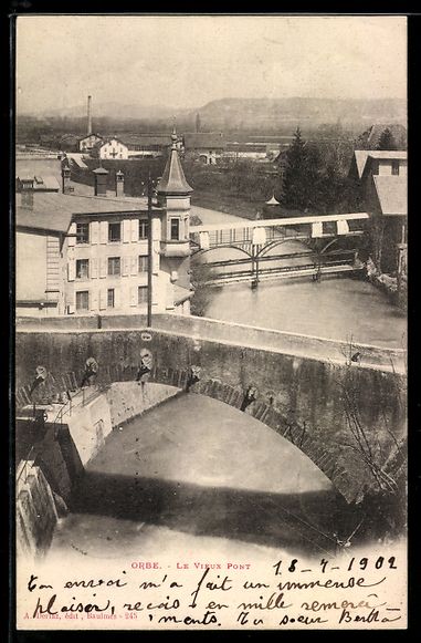 Cartoline postali: AK Orbe, Le Vieux Pont – Usato da Berlin venduto da bartko-reher