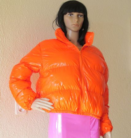 NEU orange Lackjacke Winterjacke Puffy Coat Gr. XXL