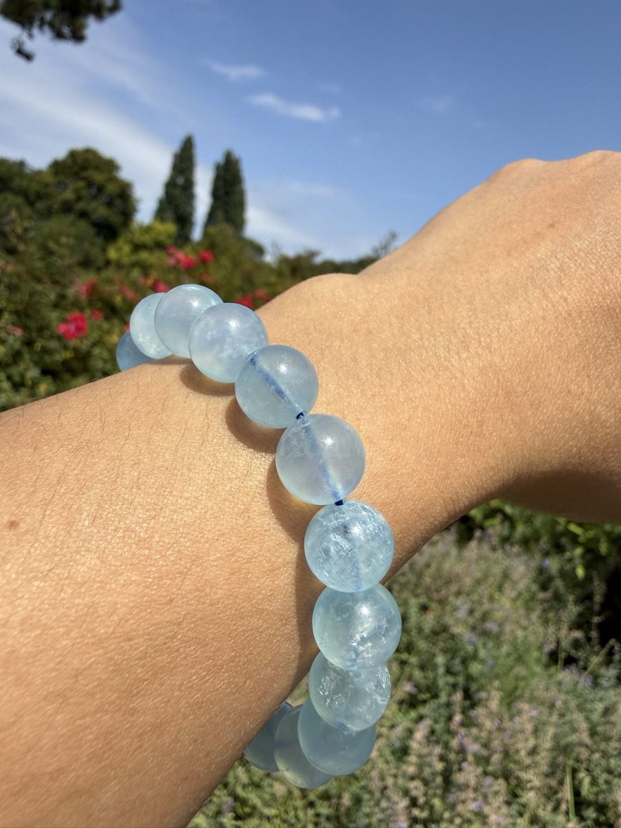 Bracciali & Braccialetti: Echtes Aquamarin Armband-10mm Perlen – Nuovo (secondo la descrizione) da Jegenstorf venduto da SteinGlanz 5
