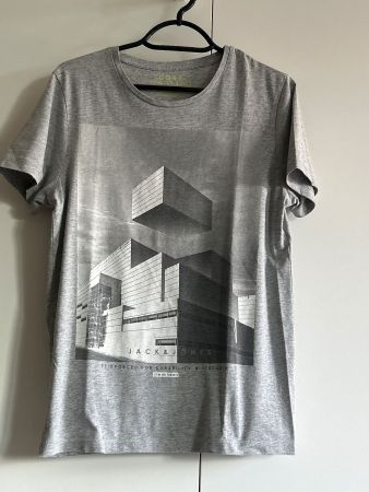 Jack & Jones Core T-Shirt grau mit Druck Gr. S