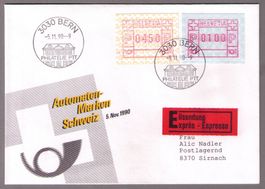 ATM 8A_FDC 5.11.90 Bern 1__EILBRIEF ! >portogerecht 5.50 !!
