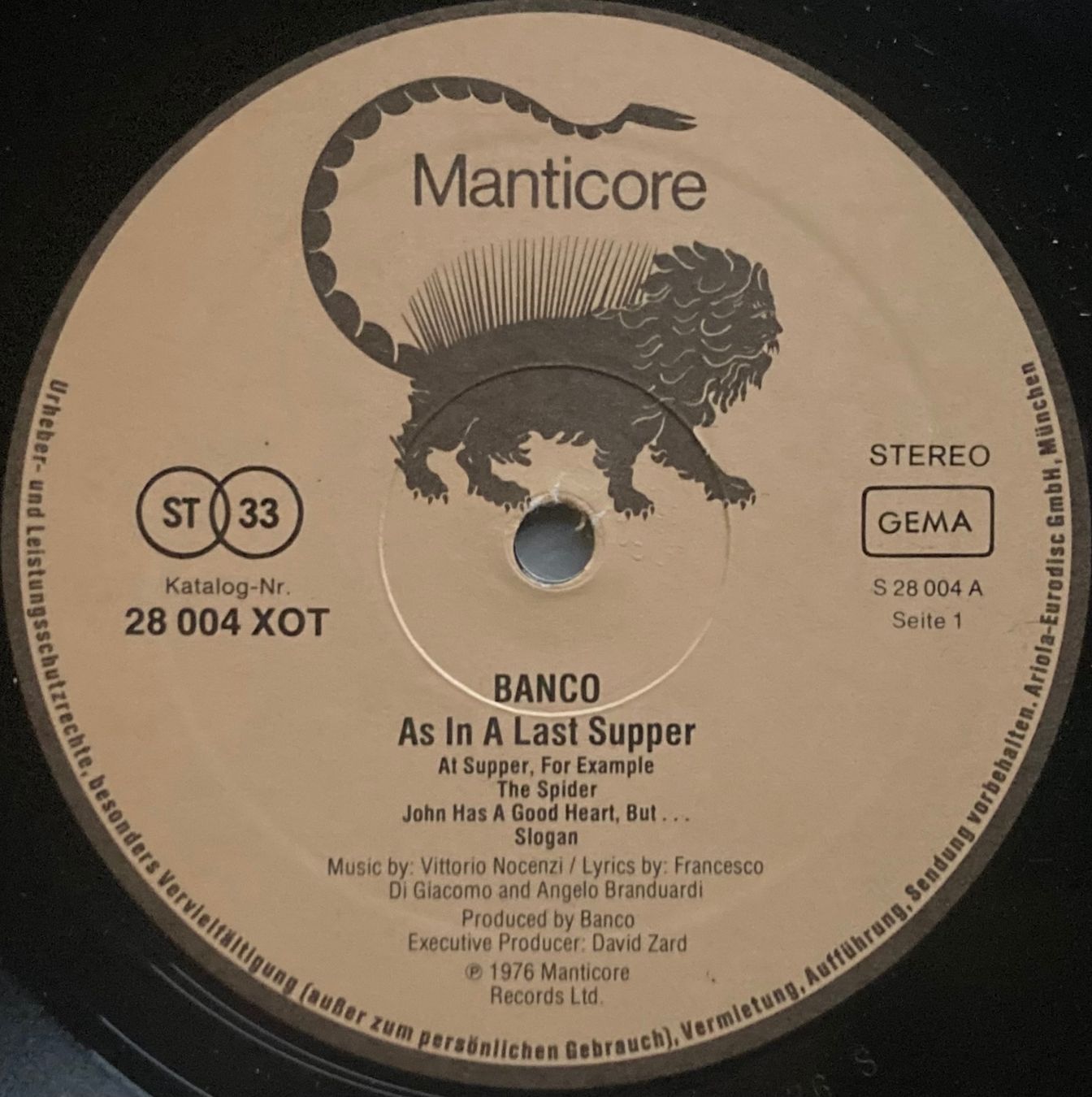 Vinyles: BANCO - AS IN A LAST SUPPER – D'occasion à Poliez-Pittet par Newtown-Records 2