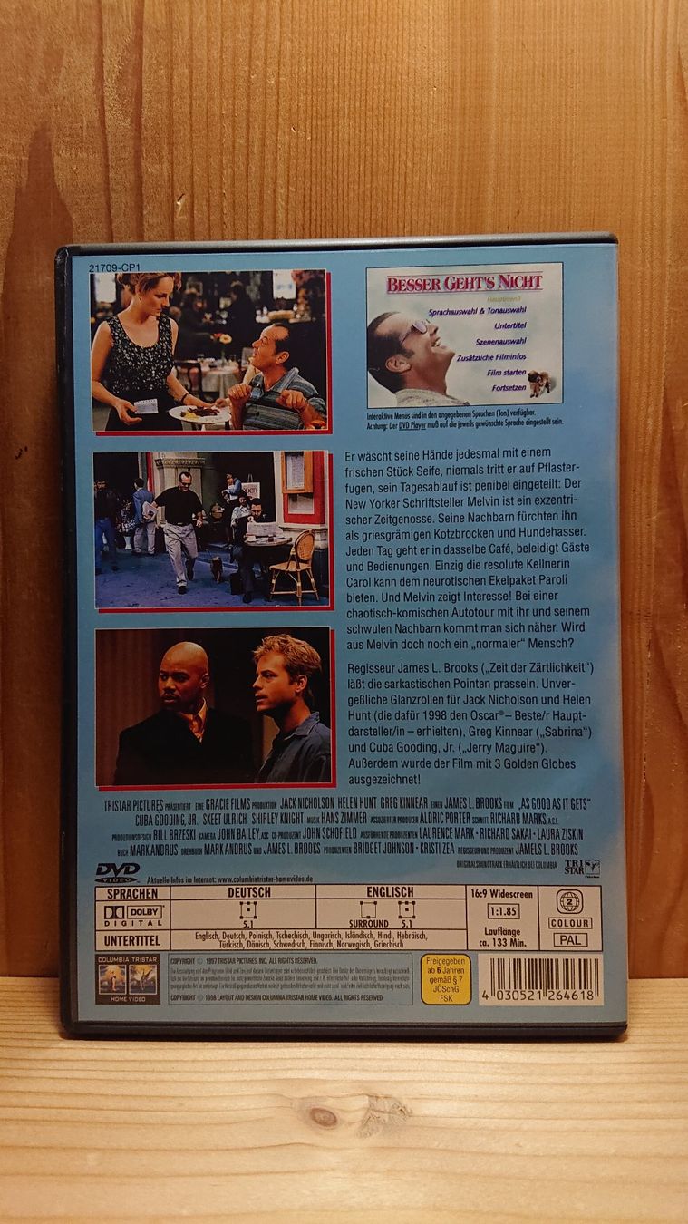Tutti i DVDs: BESSER GEHT'S NICHT DVD mit Jack Nicholson – Usato da Wilderswil venduto da Exebub 1