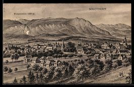 Künstler-AK Solothurn, Panorama mit Weissenstein