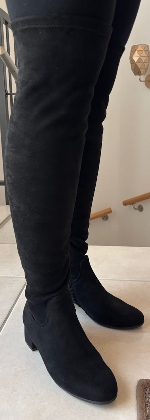 Scarpe da donna: Lange Velourleder-Stiefel, elastischer Schaft, Gr. 37 – Nuovo (secondo la descrizione) da Bassersdorf venduto da TB01011 3