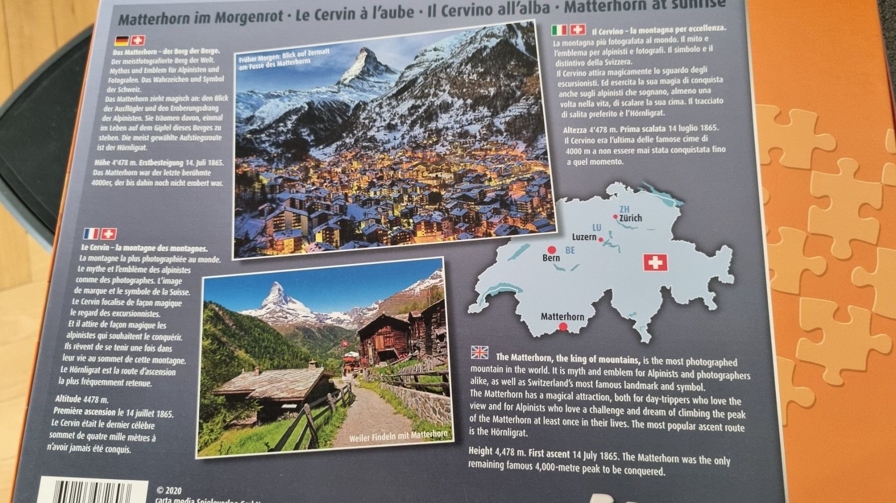 Puzzles: Puzzle  1000 pièces  LE CERVIN A L'AUBE – D'occasion à La Chaux-de-Fonds par mikilo1 1